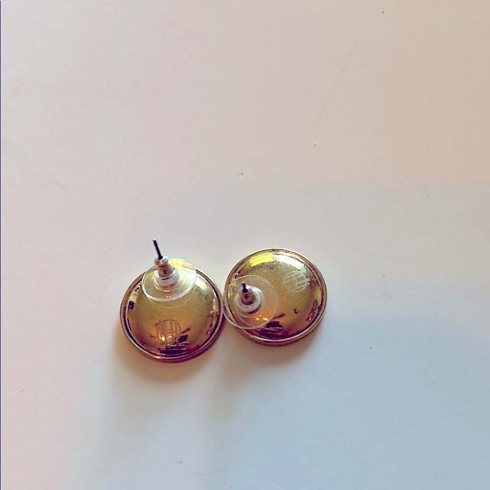 House of Harlow 1960 Gold and Black Round Earrings - Picture 2 of 2